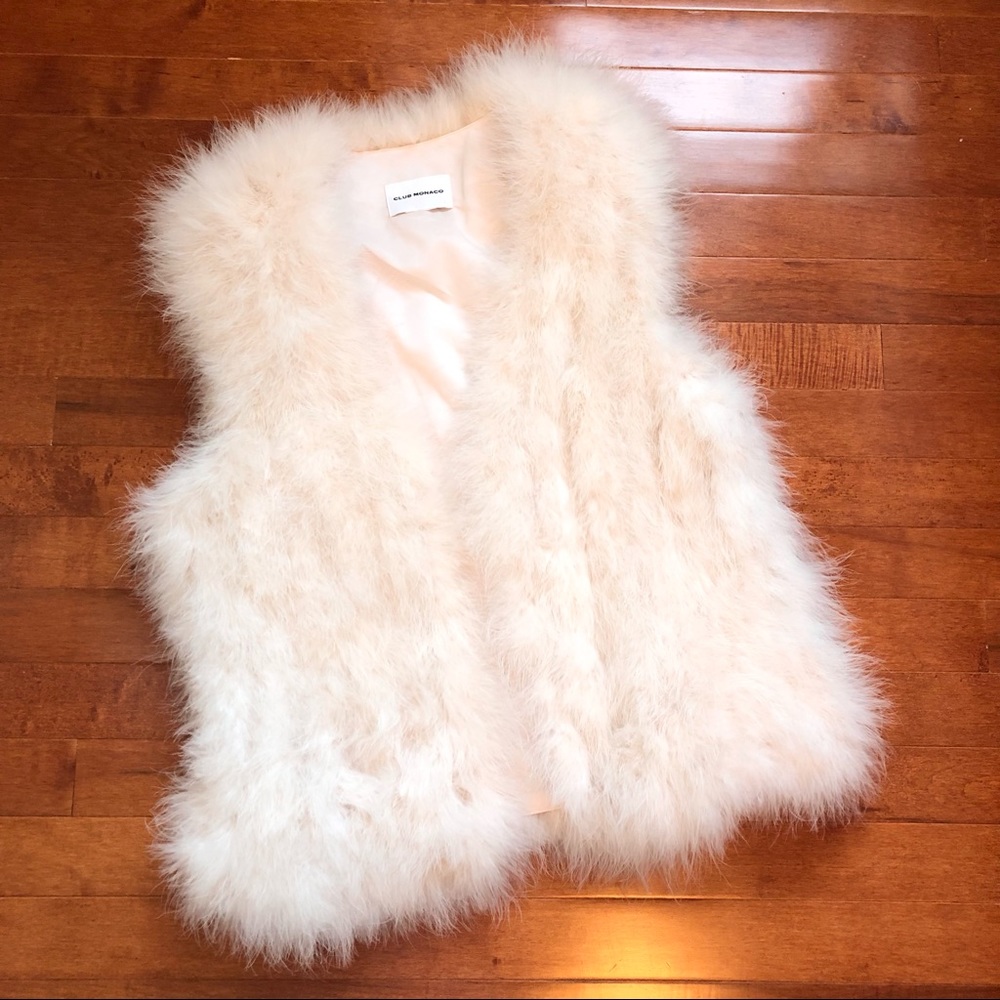 Club Monaco Cream Faux Fur Vest